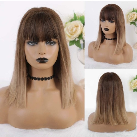 14 Inch Blonde Brown Bob Wig